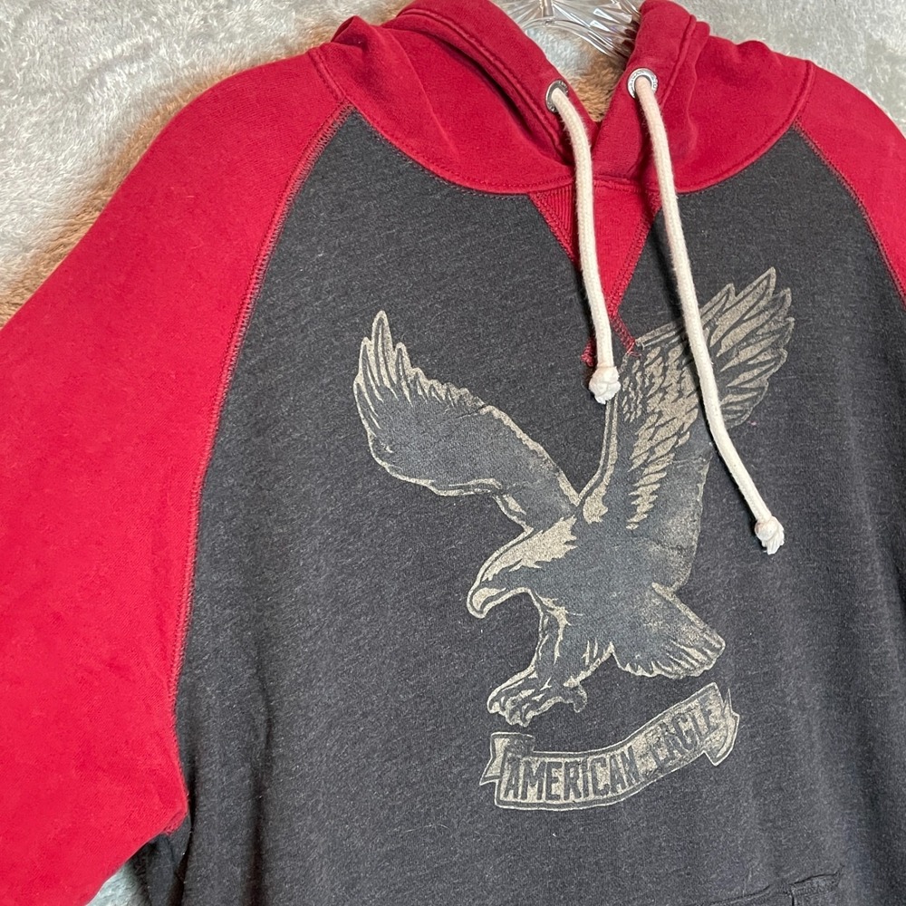 American Eagle Men Vintage Hoodie L Y2K Skater Indie Sleaze Eagle Raglan Sleeve